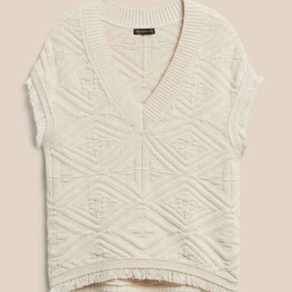 Banana Republic Heritage V-Pattern Sweater Vest Fringe Trim - Picture 4 of 14